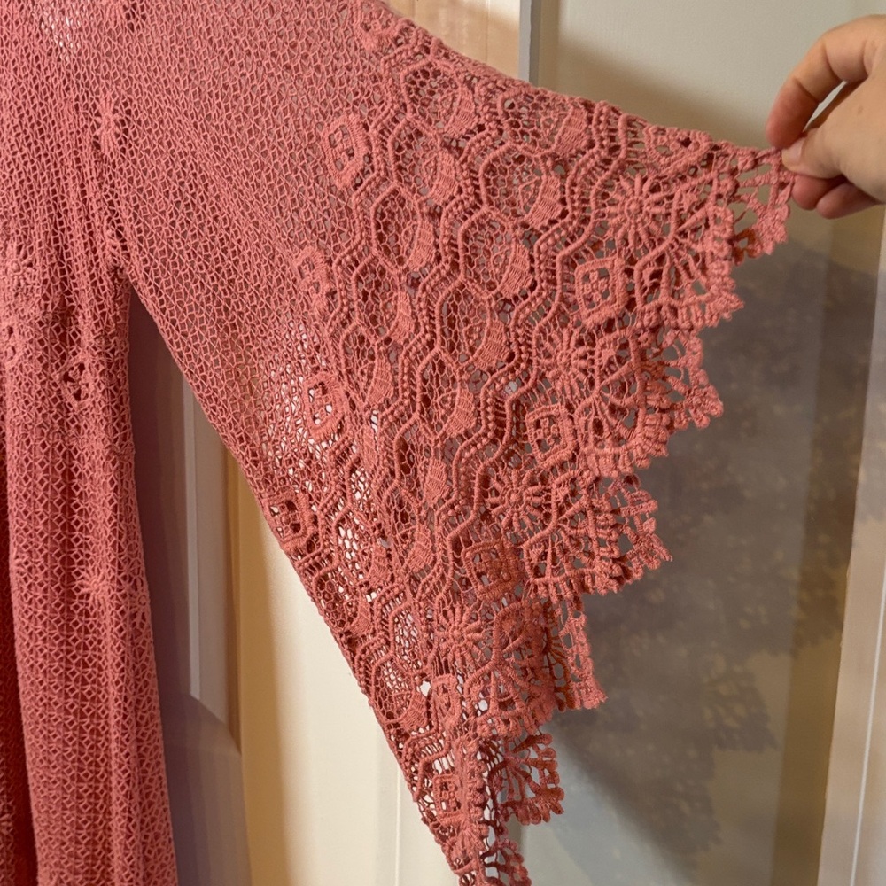 Women's Crochet Maxi Dress in Dusty Rose - Picture 4 of 6